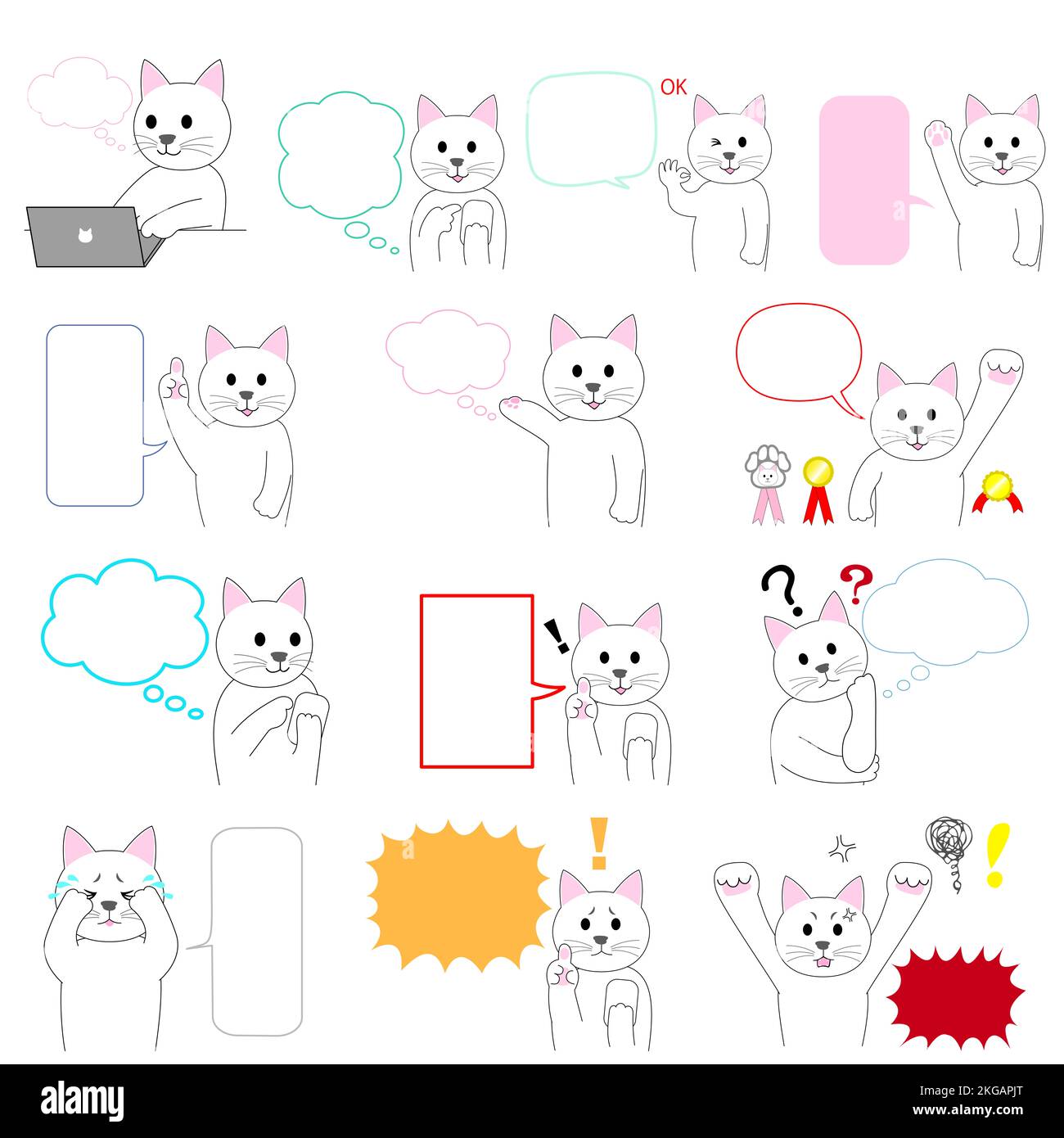 Un gruppo di gattino bianco con bolla di linguaggio Foto Stock