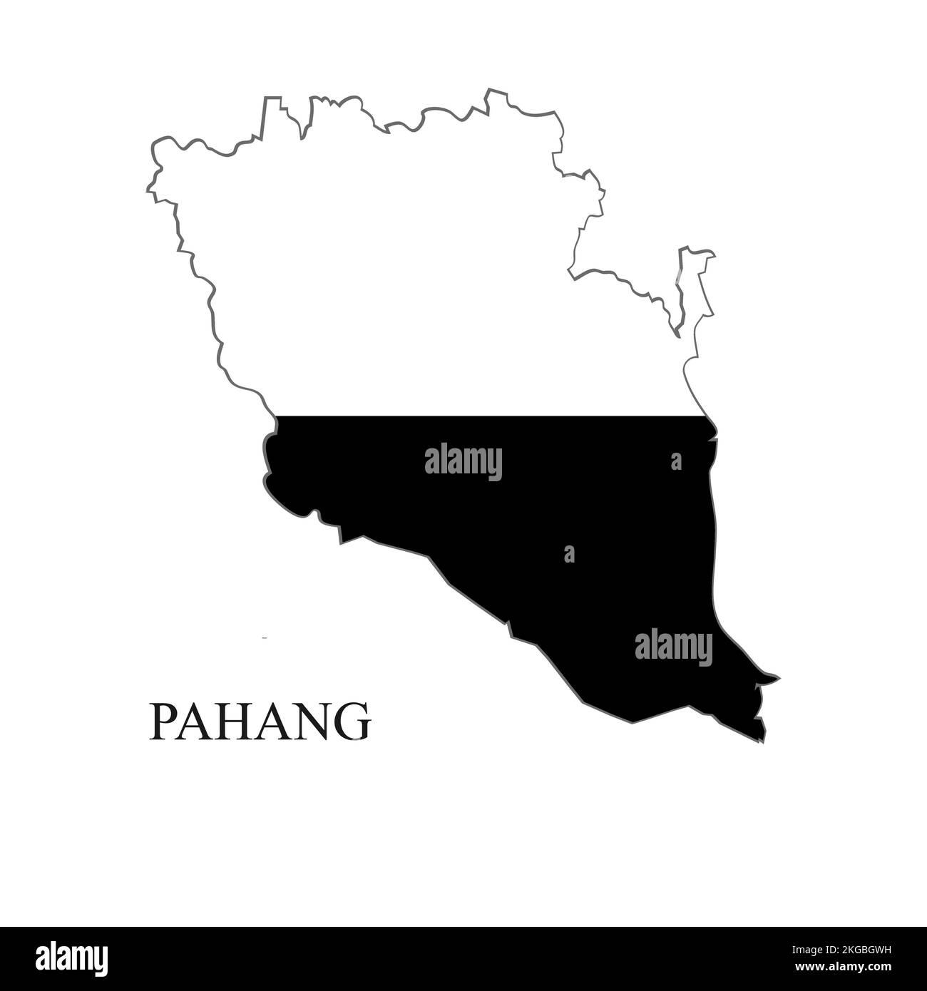 Illustrazione del vettore della mappa Pahang. Città malese. Stato in Malesia Illustrazione Vettoriale