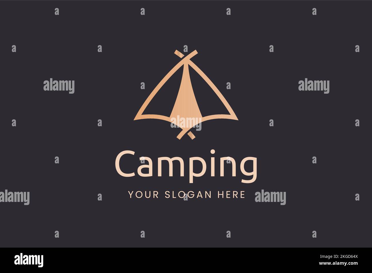 Semplice logo da campeggio a forma di tenda Illustrazione Vettoriale