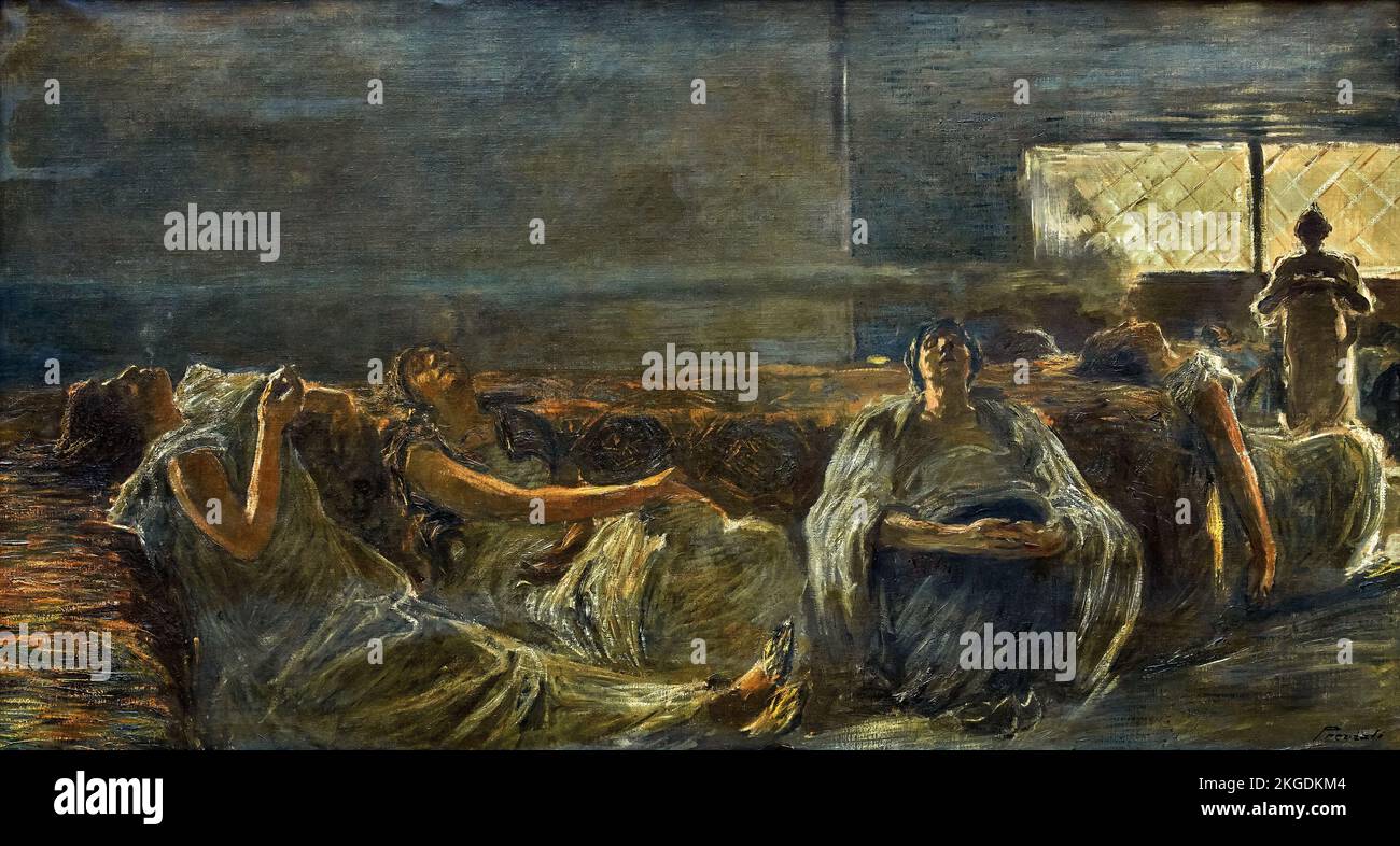 Haschisch : le fumatrici di oppio - olio su tela - Gaetano Previati - 1887 - Piacenza, Galleria Ricci Oddi Foto Stock