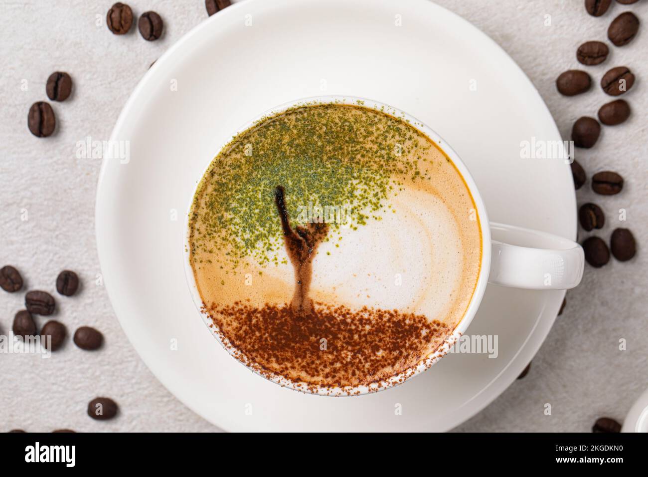 Tazza di cappuccino con tree art Foto Stock