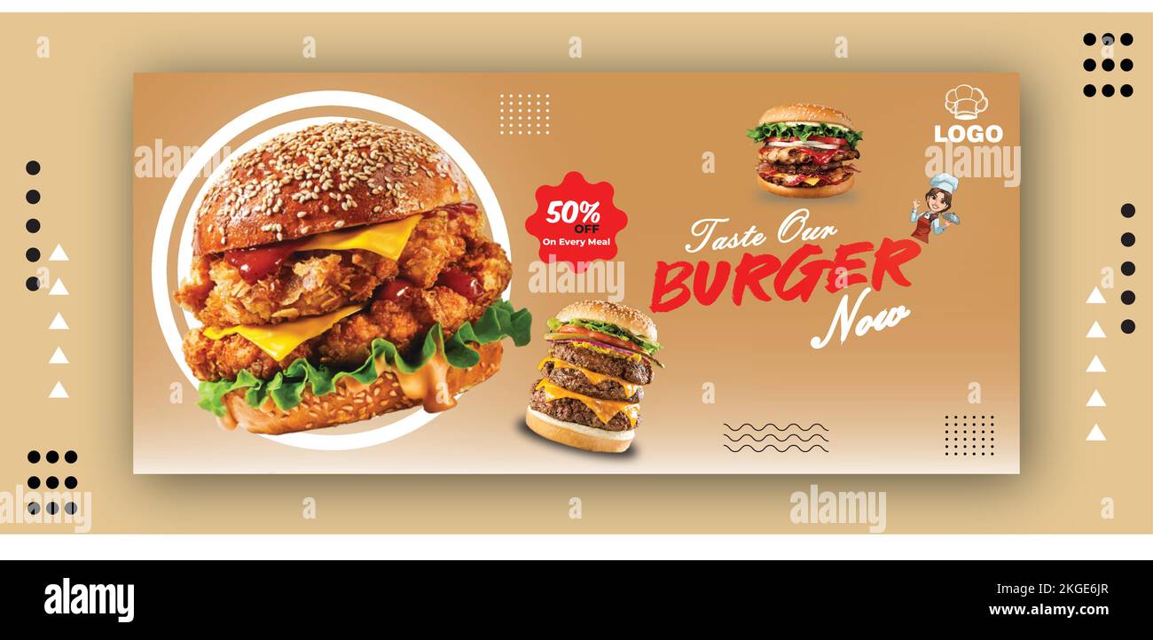 Modello banner modificabile per il Burger Restaurant Illustrazione Vettoriale