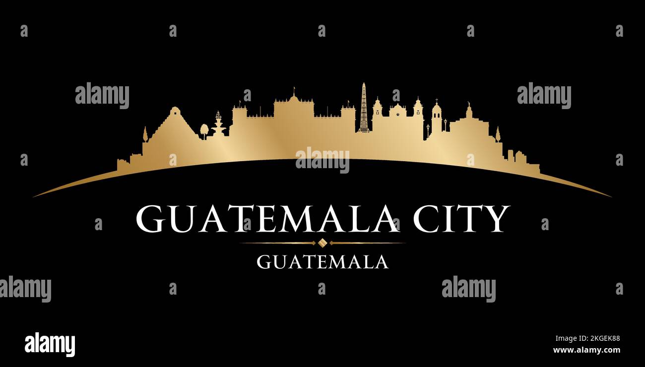 Profilo dello skyline della città del Guatemala. Illustrazione vettoriale Illustrazione Vettoriale