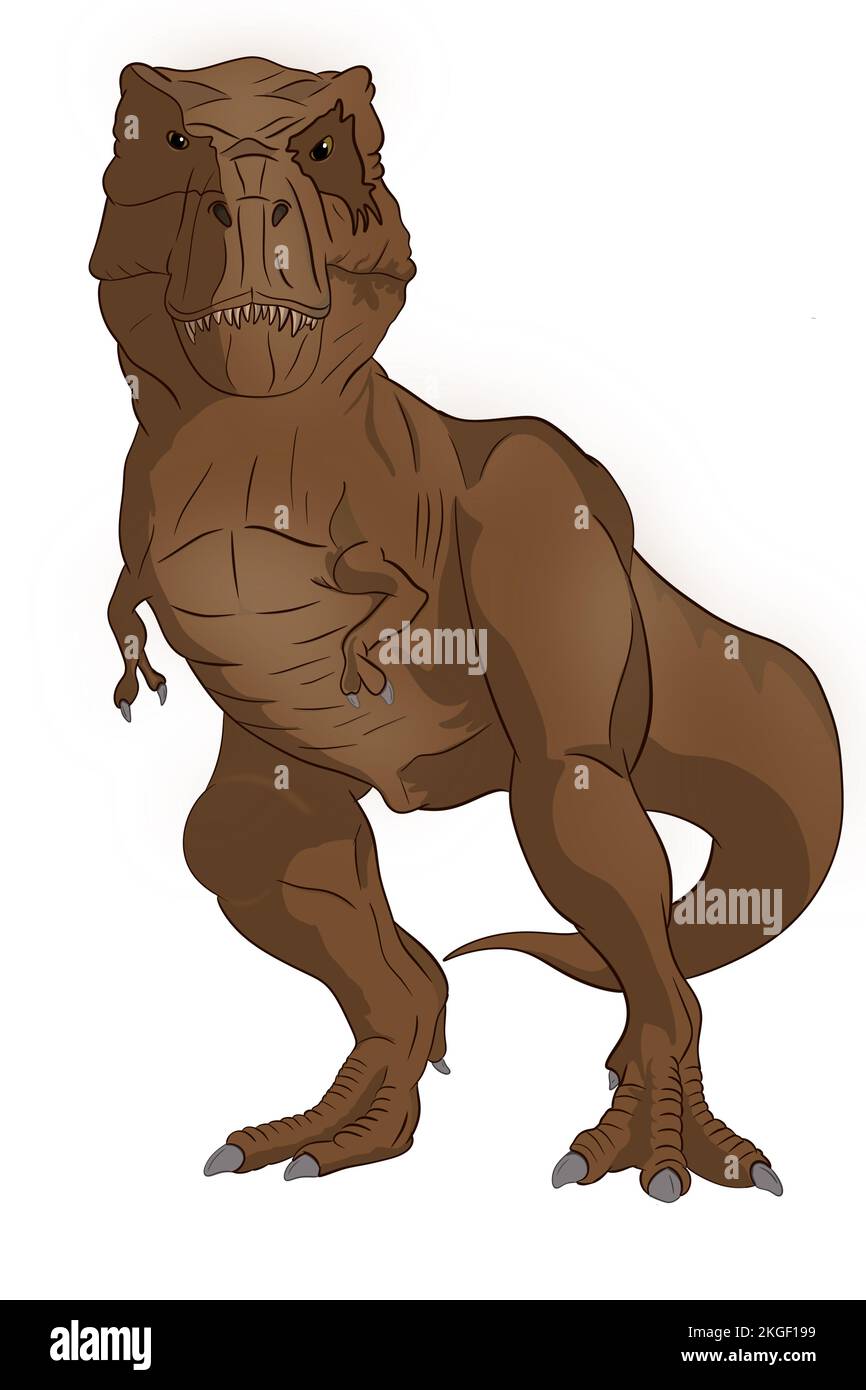 Rappresentazione realistica del Tyrannosaurus rex isolato su sfondo bianco Foto Stock