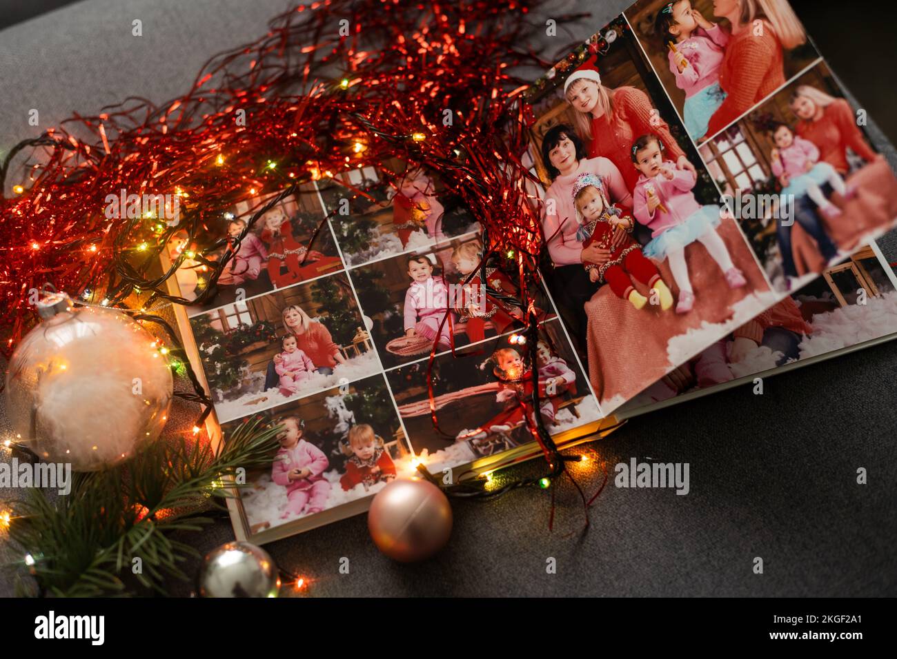 Collage di Natale, foto di Natale e decorazioni Foto Stock