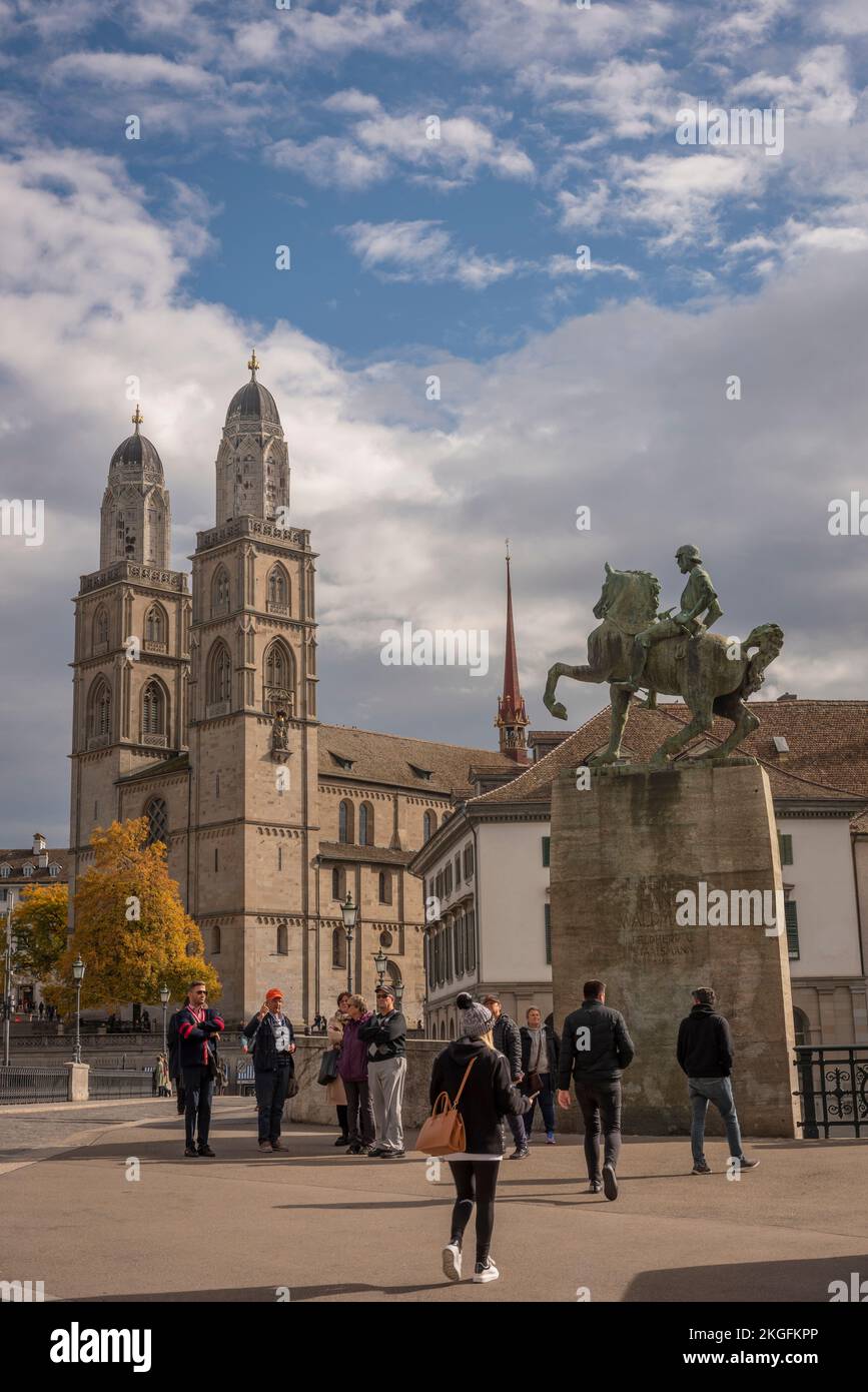 Il Grossmünster a Zurigo, Svizzera Foto Stock