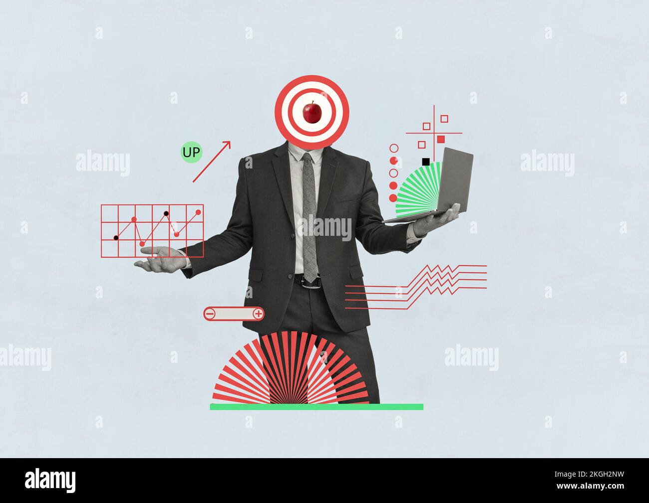 Business Technology Concept collage il dipendente dell'ufficio sviluppa l'avvio del progetto Foto Stock