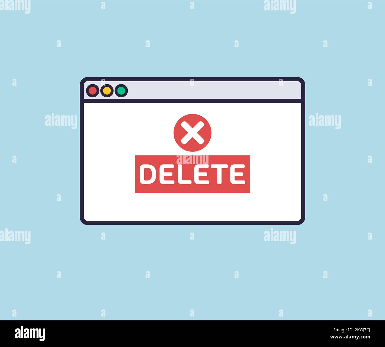 Processo di eliminazione. Semplice design del logo della finestra del browser. Interfaccia pagina sito web concetto astratto. Industria digitale. Innovazione e tecnologia. Illustrazione Vettoriale