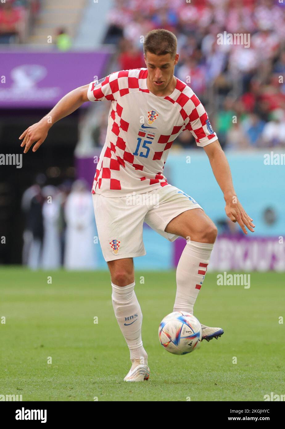 Al Khor, Qatar. 23rd Nov 2022. Il croato Mario Pasalic ha ritratto in  azione durante una partita di calcio tra Marocco e Croazia, nel Gruppo F  della Coppa del mondo FIFA 2022