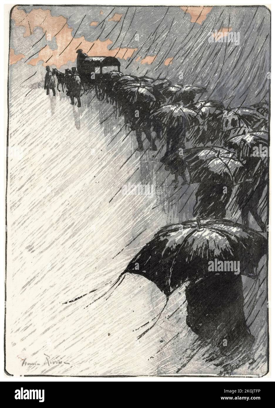 Henri Rivière, il funerale con ombrelli, stampa litografica, 1891 Foto Stock
