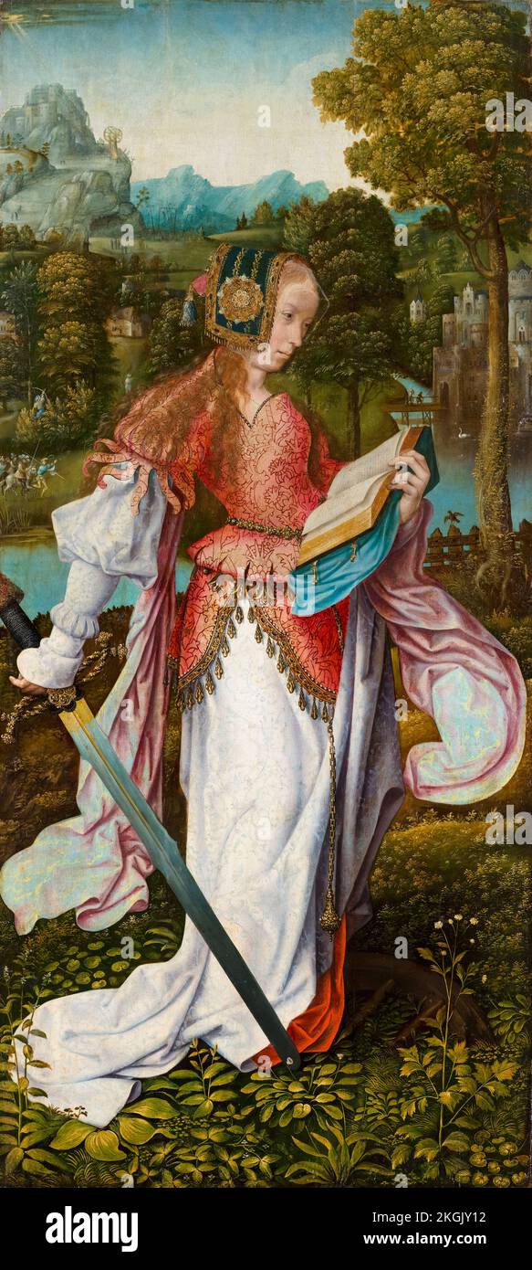 Santa Caterina, pittura in olio su pannello di Master di Francoforte, 1510-1519 Foto Stock