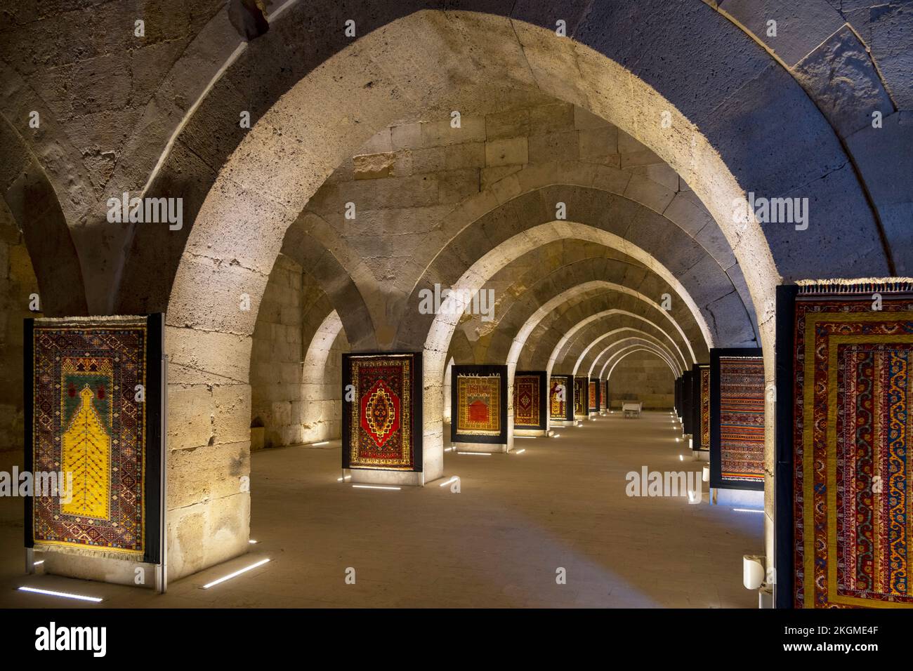 Türkei, Anatolien, Provinz Aksaray, Sultanhani, Karawansaray, Ausstellung im 'Wintersaal' Foto Stock