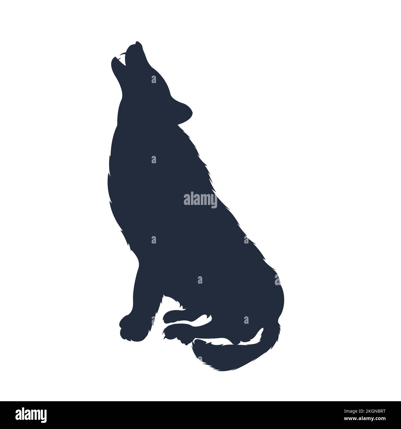 Silhouette del lupo. Logo Vector Wolf. Fauna selvatica, illustrazione del lupo selvatico, icona del lupo seduto Illustrazione Vettoriale