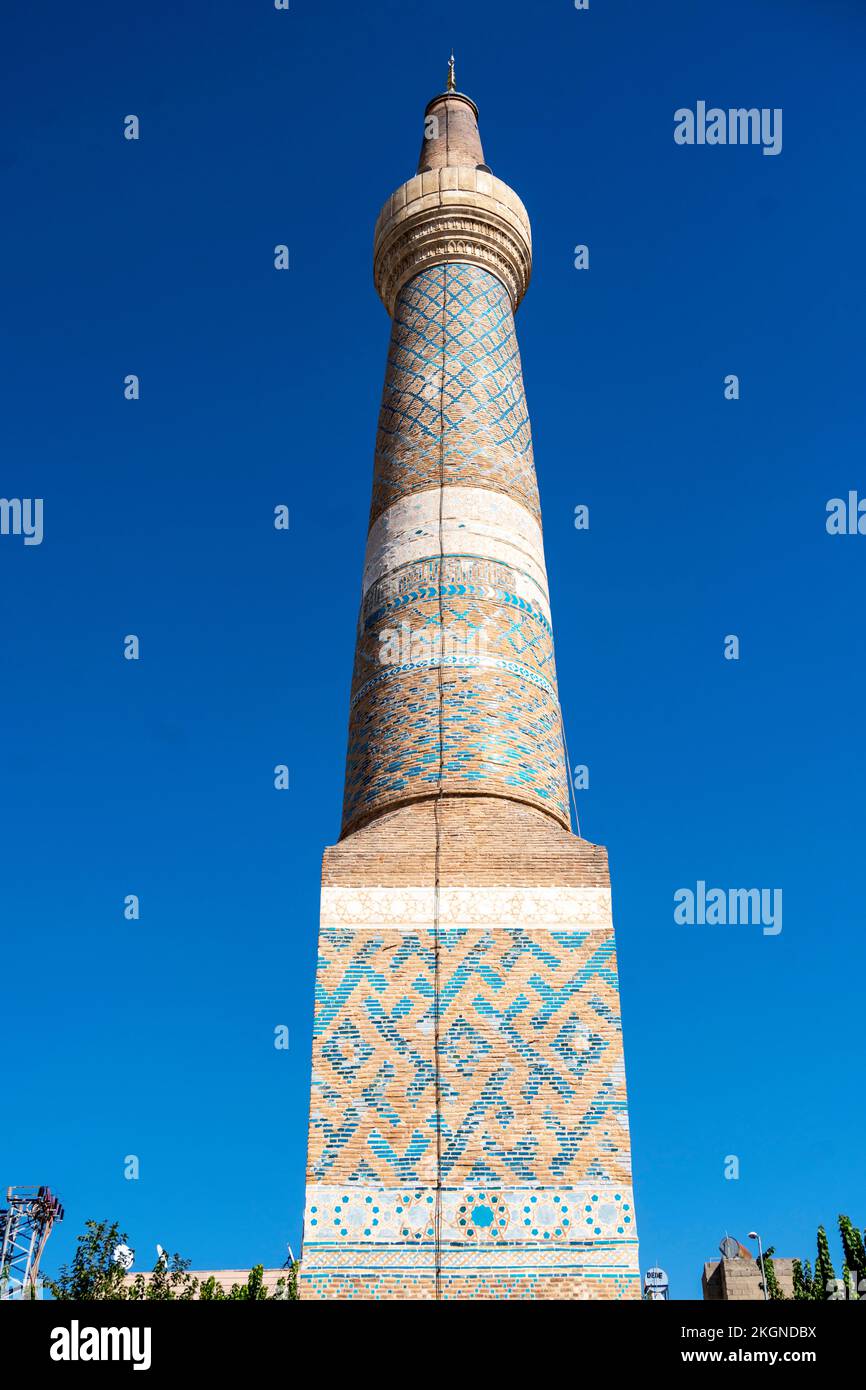 Asien, Türkei, Siirt, Minarett der Ulu Cami Foto Stock