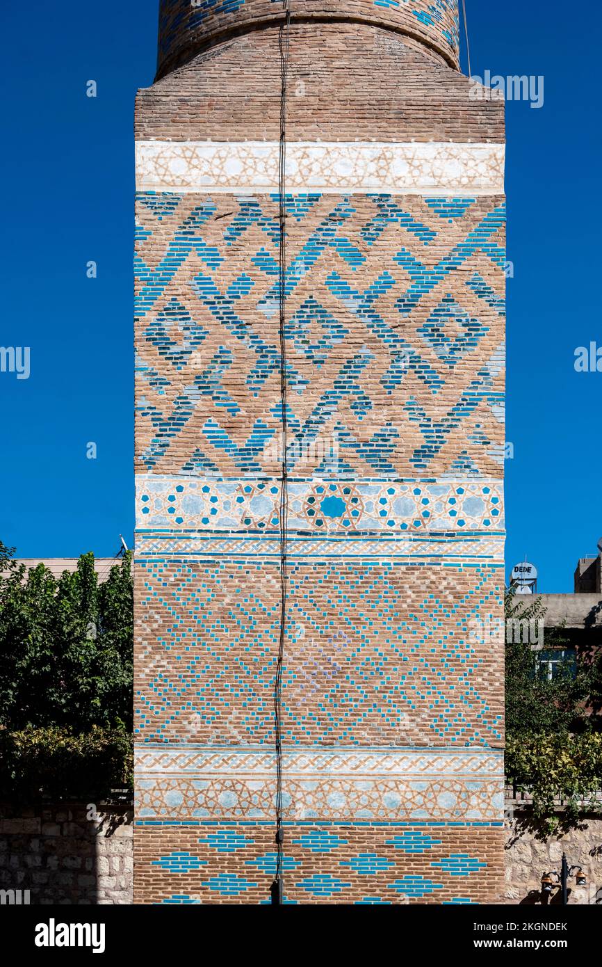 Asien, Türkei, Siirt, Minarett der Ulu Cami Foto Stock