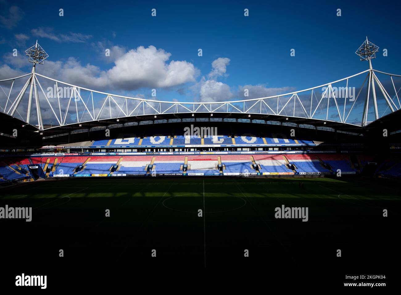 Bolton Wanderers Football Club. L'Università di Bolton Stadium, Horwich. Foto Stock