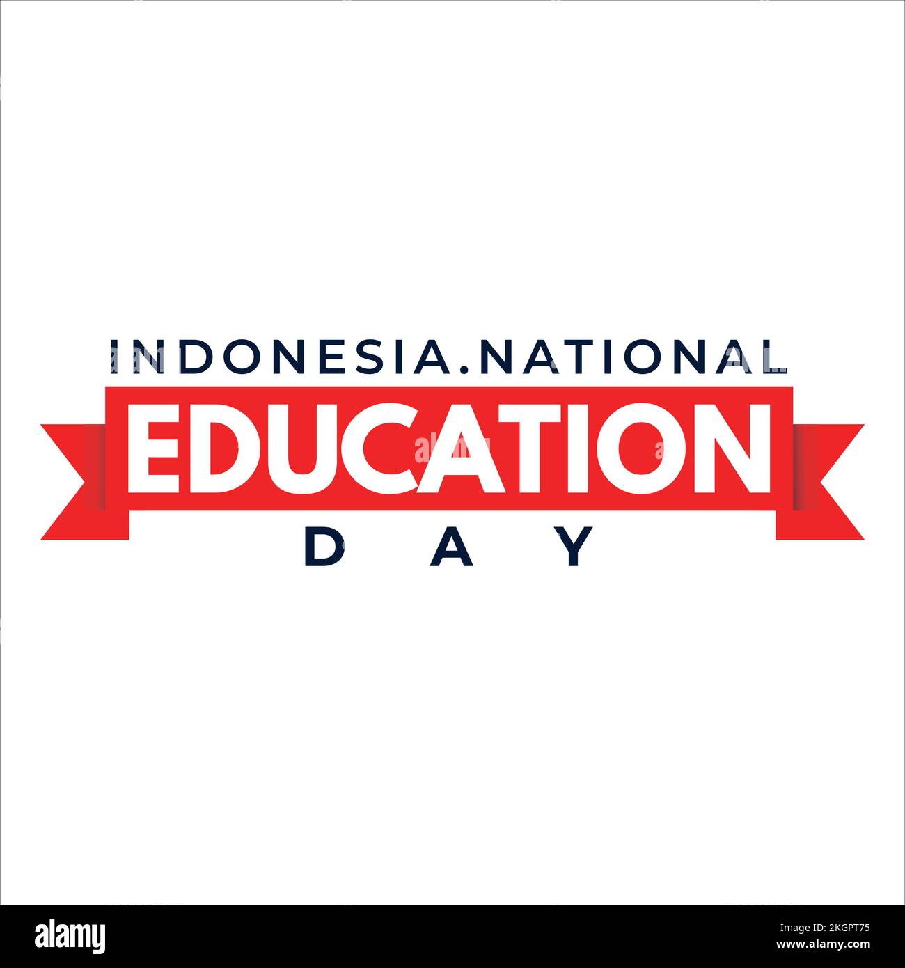 Indonesiano National Education Day bellissimo effetto testo con tonalità rossa, semplice effetto testo su sfondo bianco, Standard Vector Design per Indonesia Illustrazione Vettoriale