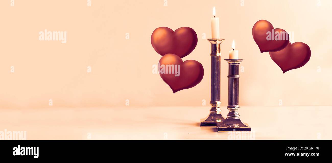 Banner di San Valentino. San Valentino. San Valentino sfondo. 3d disegno frattale generato dal computer astratto. Foto Stock