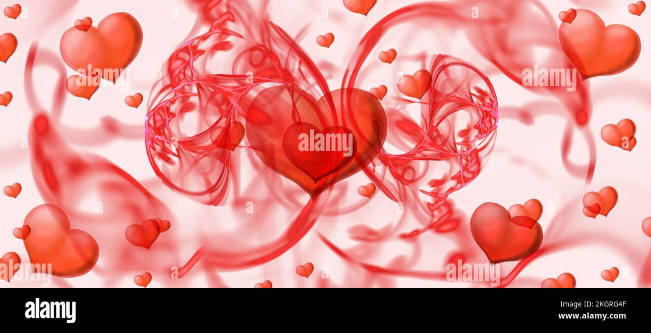 Banner Buon San Valentino. Banner di San Valentino. San Valentino. San Valentino sfondo. 3d disegno frattale generato dal computer astratto. Foto Stock