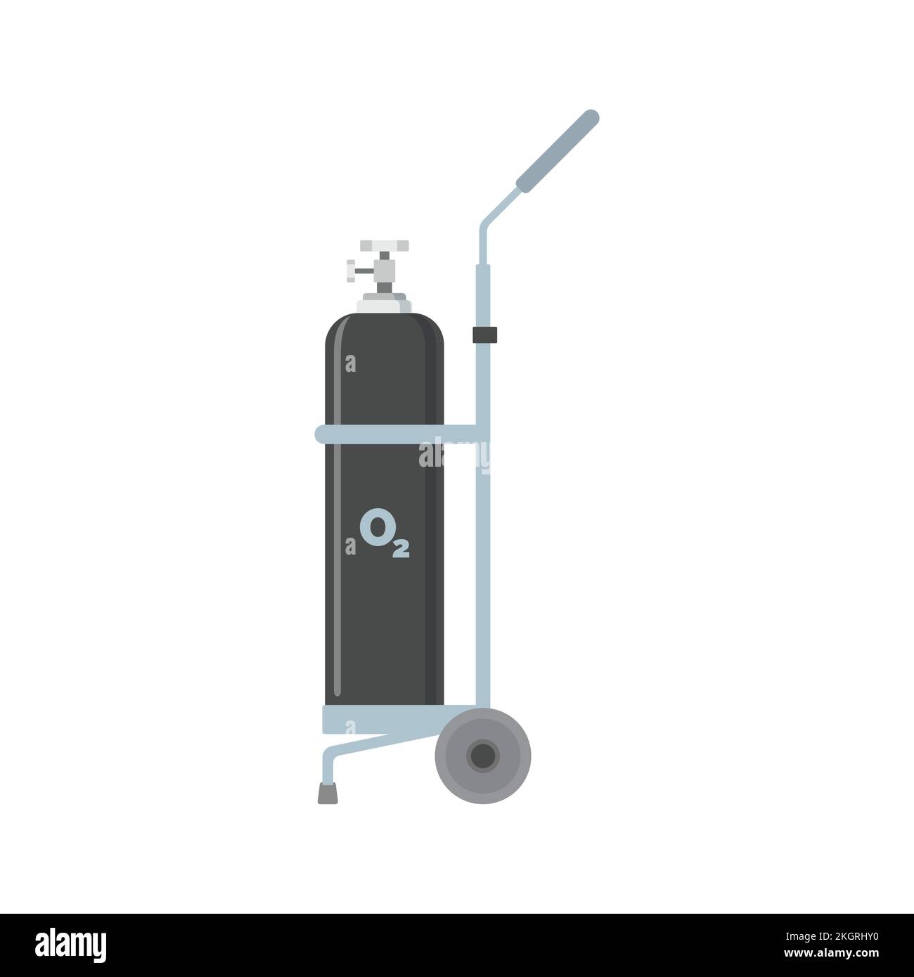 Bombola di ossigeno apparecchiatura medica con illustrazione vettore barella, bombola di ossigeno, bombola, ossigeno, O2, Attrezzature mediche, Ospedale, medico. Illustrazione Vettoriale