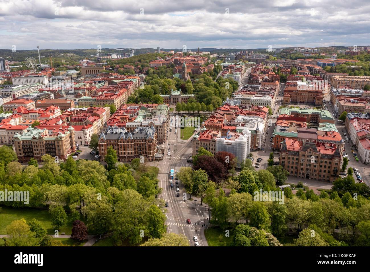 Svezia, Vastra Gotaland County, Gothenburg, veduta aerea del distretto di Vasastaden Foto Stock