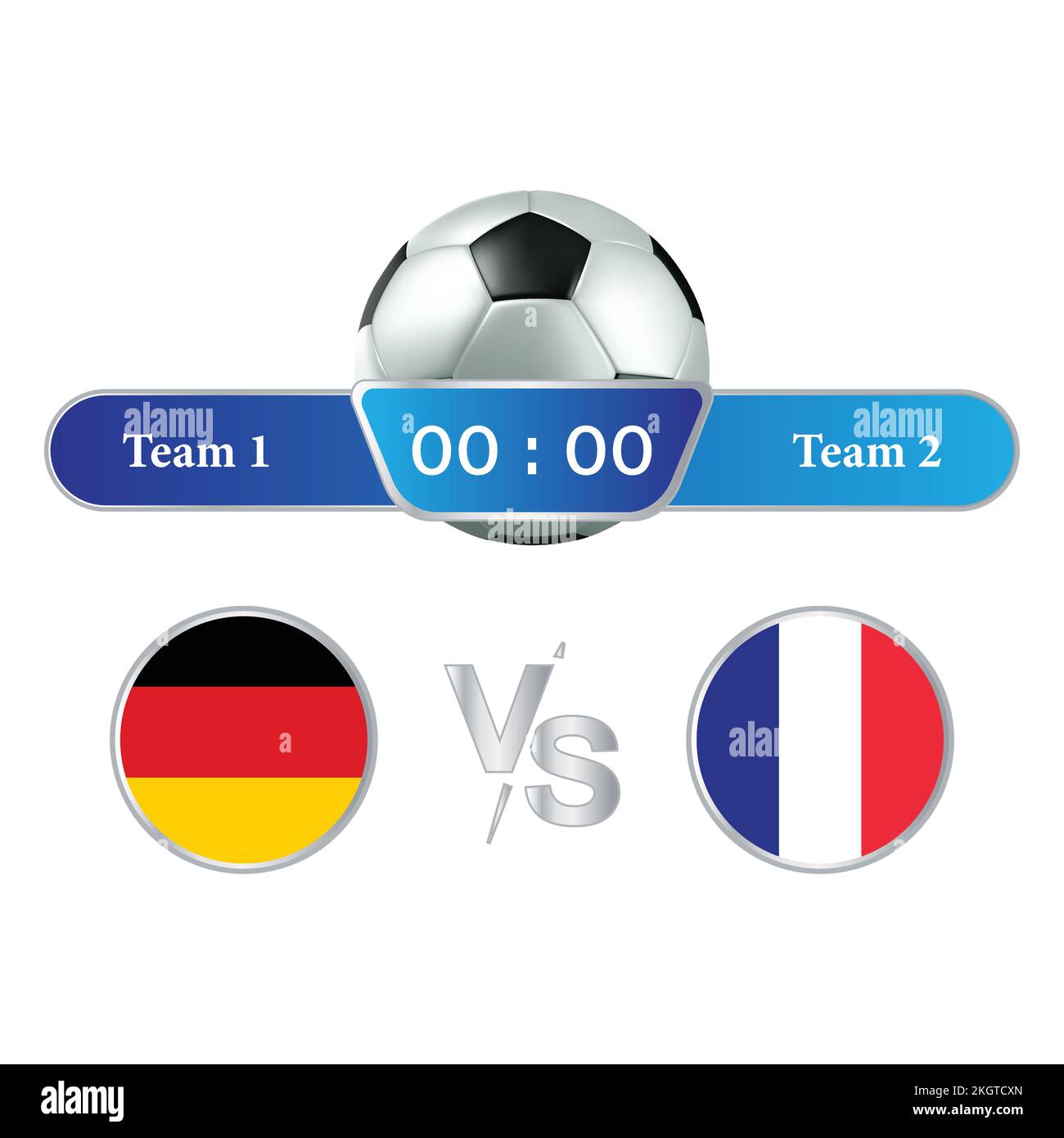 Germania vs Francia Scoreboard Broadcast Graphic and Lower Thirds Template for sports like soccer and football. Grafico vettoriale squadra broa Illustrazione Vettoriale