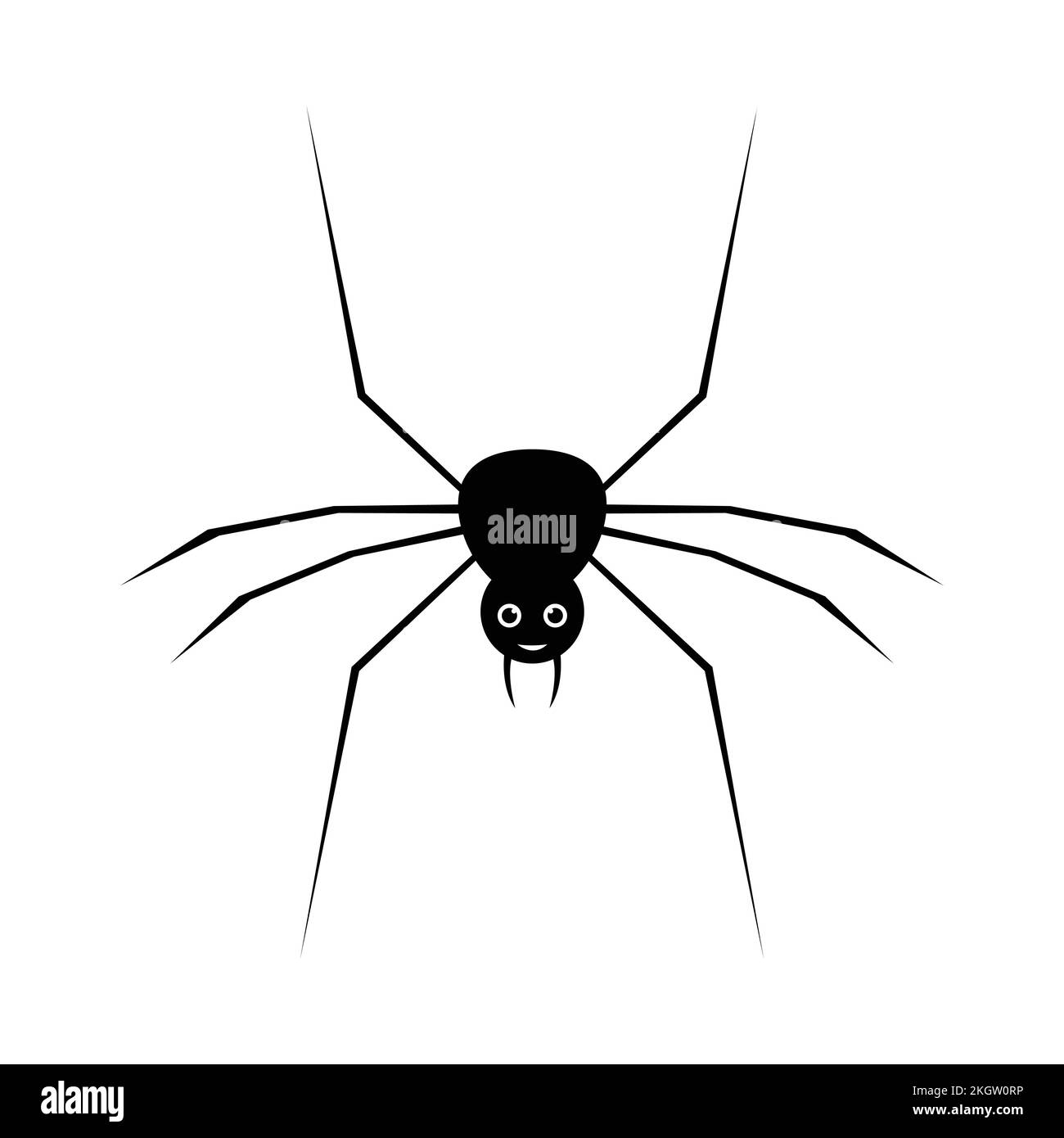 Ragno nero spaventoso di Halloween con vettore delle gambe lunghe con una faccia spaventosa. Disegno di illustrazione di Halloween con il vettore nero del ragno. Vecchio ragno spaventoso des Illustrazione Vettoriale
