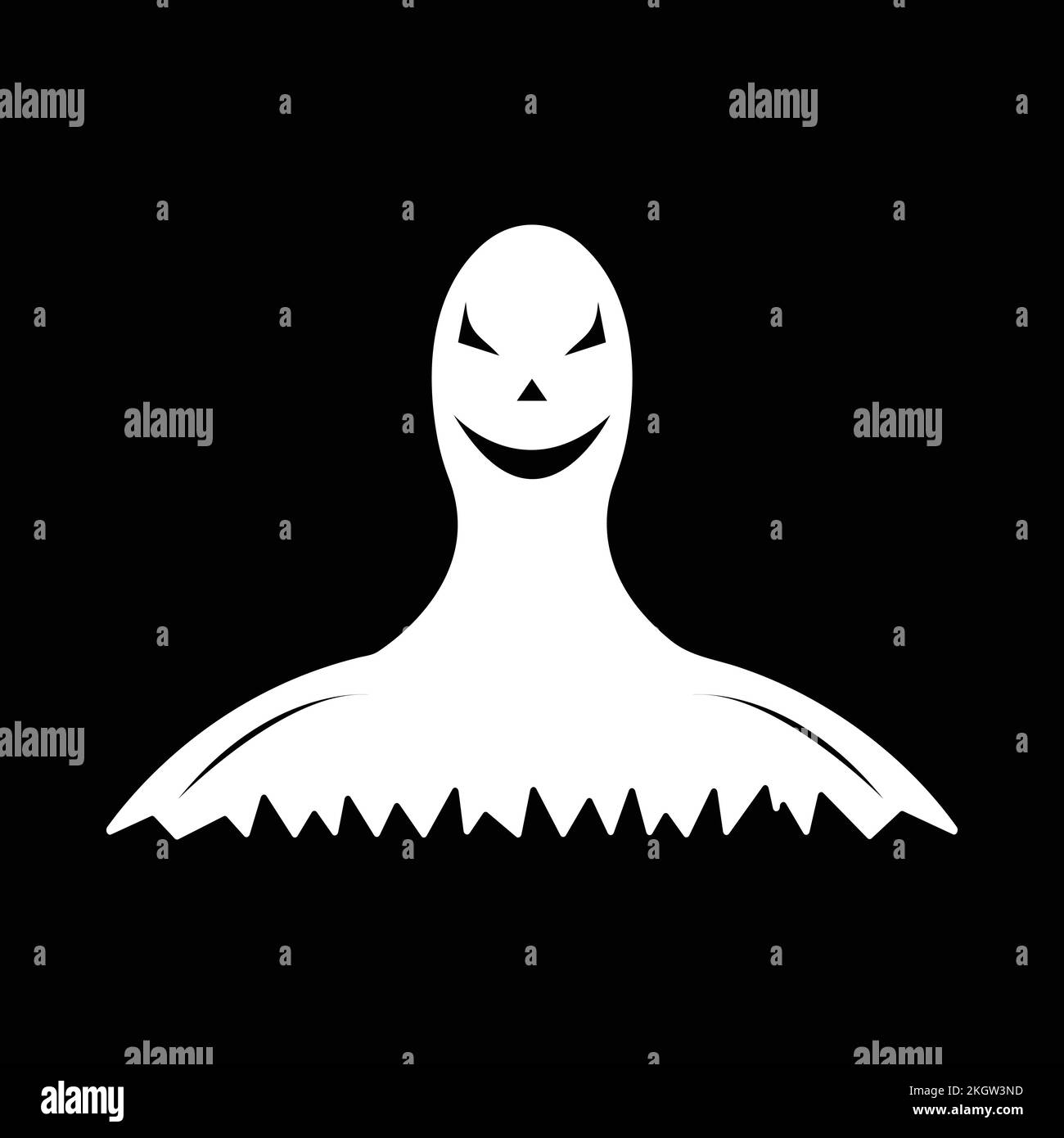 Halloween disegno fantasma bianco molto spaventoso su uno sfondo nero. Fantasma con disegno astratto di forma. Halloween bianco fantasma partito elemento vettore illustrati Illustrazione Vettoriale