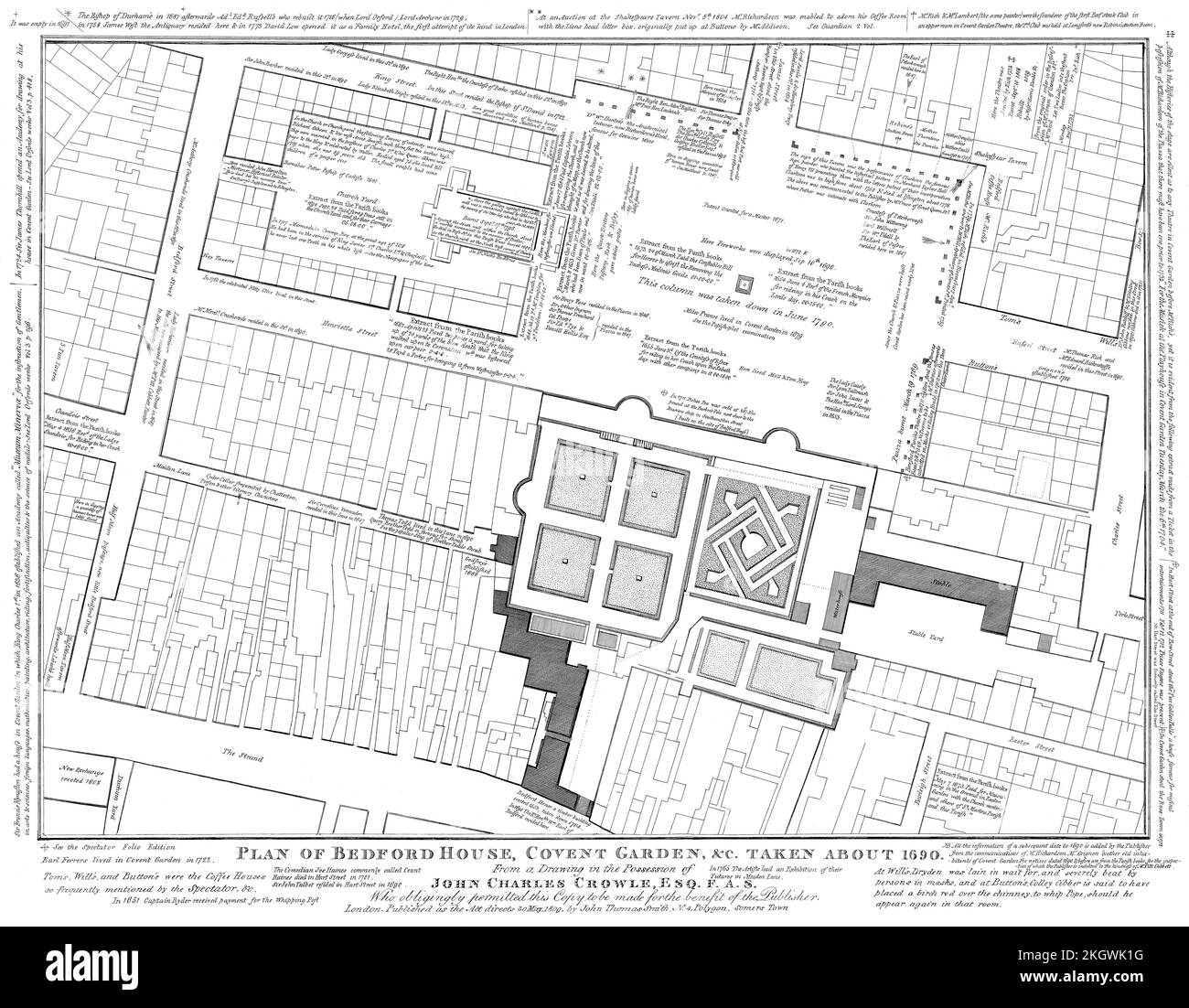 Plan of Covent Garden, Bedford House, Londra, Regno Unito, 1690 Foto Stock