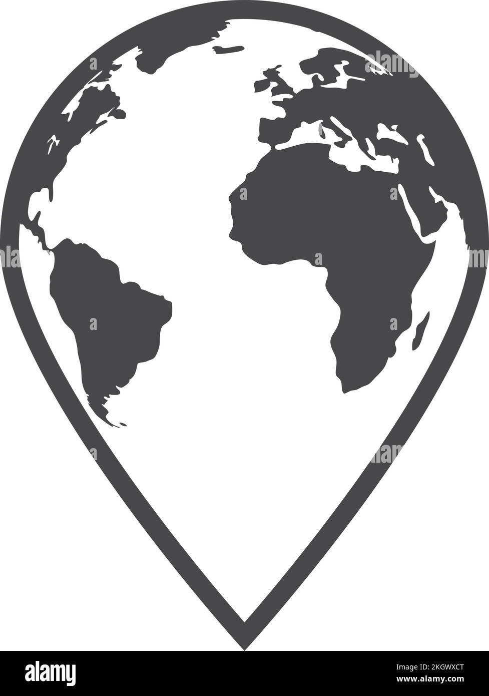 Globo planetario a forma di perno geografico. Simbolo del mondo Illustrazione Vettoriale