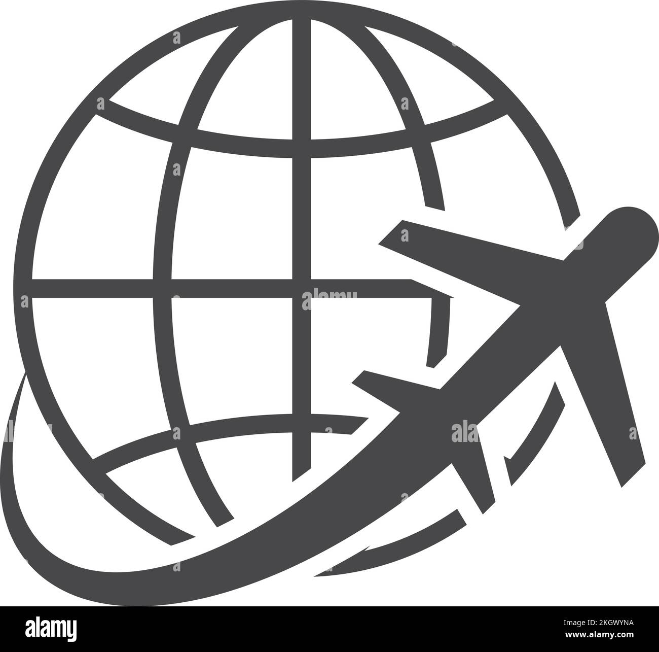 Icona del viaggio aereo globale. Simbolo del volo mondiale Illustrazione Vettoriale