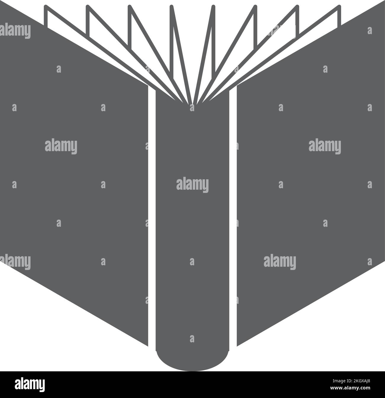 Icona Apri libro. Simbolo di lettura nero. Logo della biblioteca Illustrazione Vettoriale