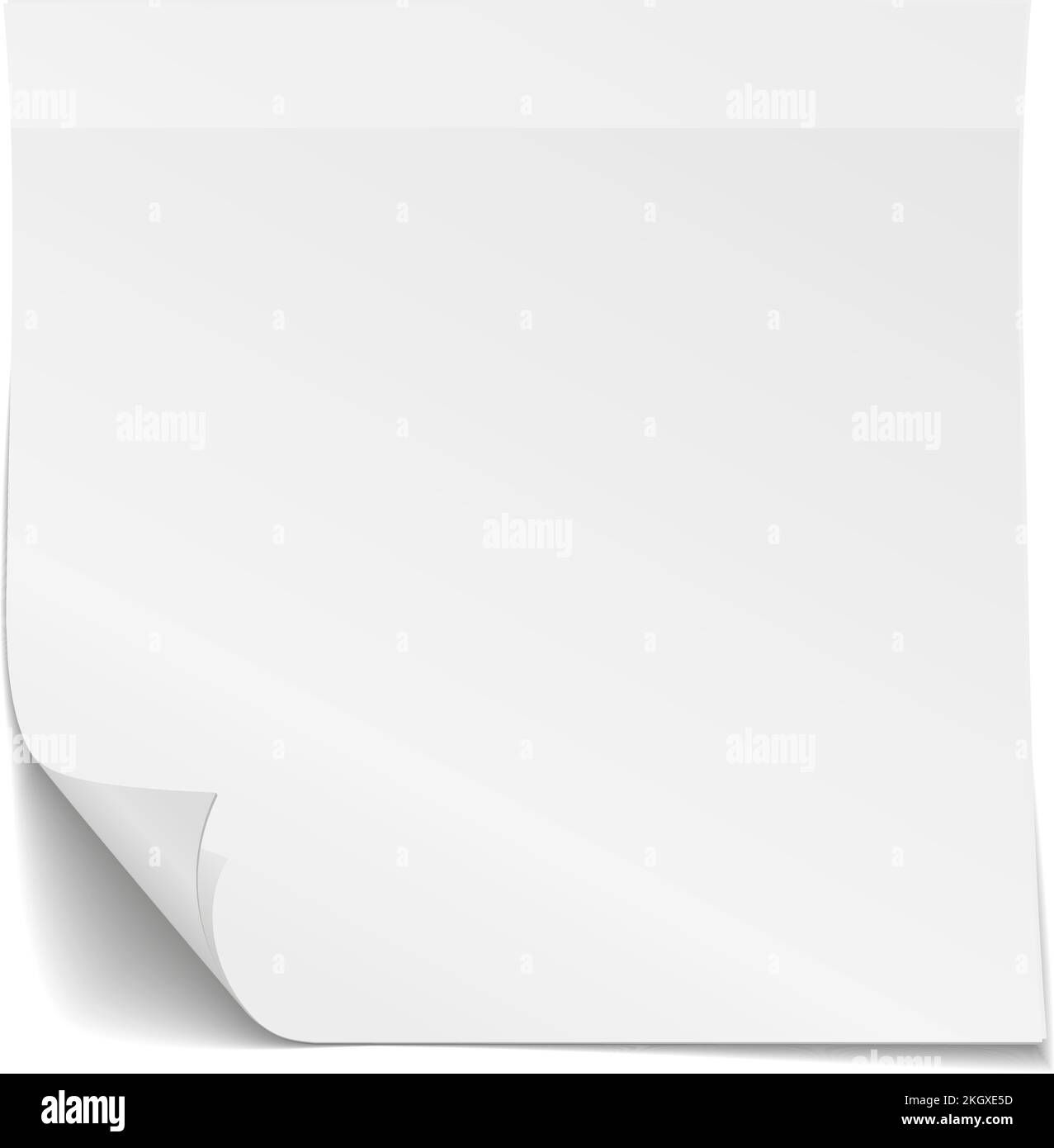 Nota autoadesiva in carta bianca con angolo arricciato Illustrazione Vettoriale