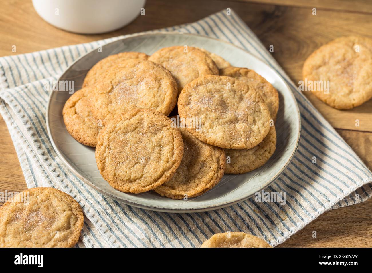 Biscotti di Snickerdoodle biologici fatti in casa su un piatto Foto Stock