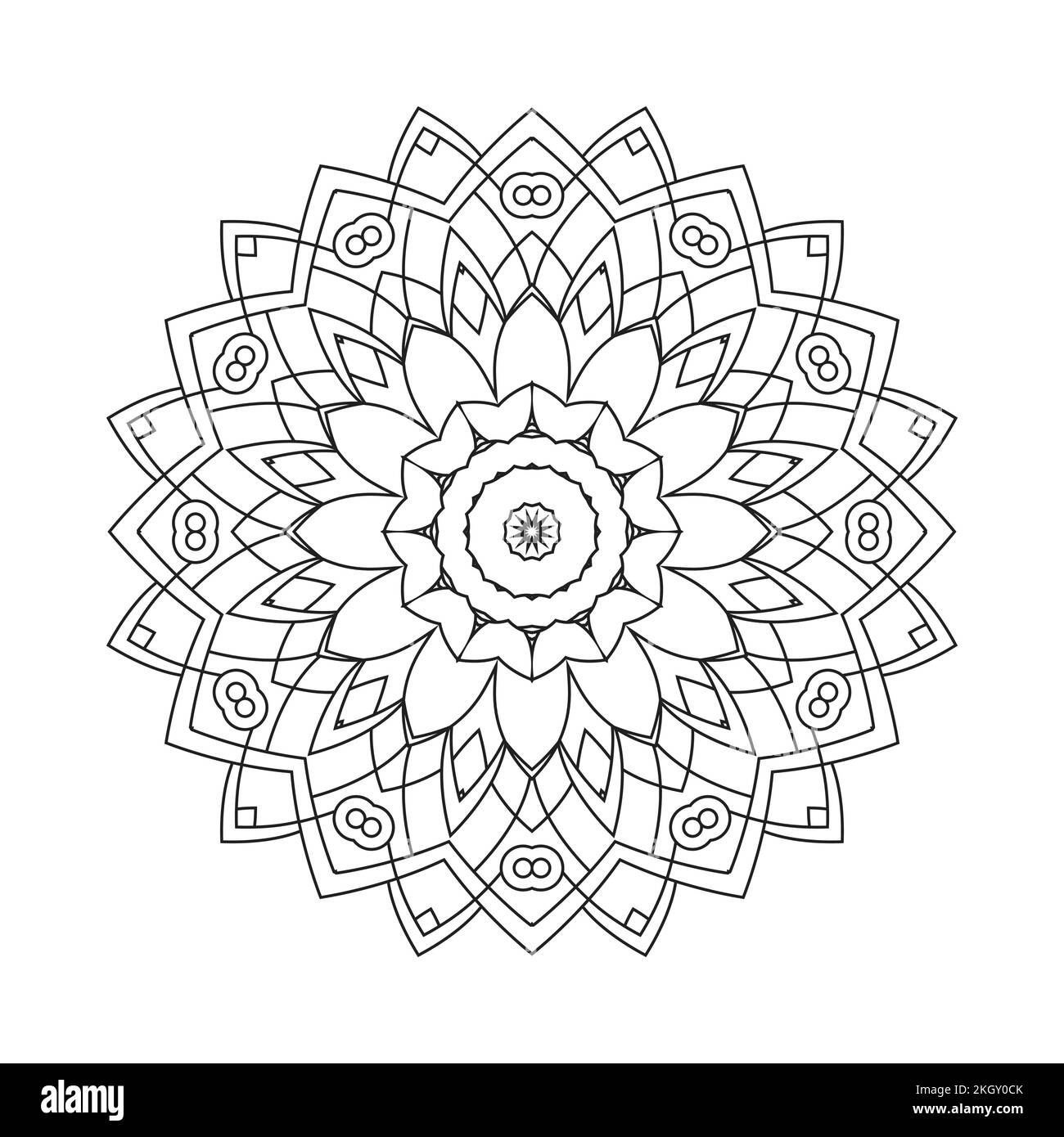 Decorazione araba mandala vettore. Libro da colorare in bianco e nero. Vettore modello Mandala. Semplice illustrazione della linea di mandala. Mandala colorina Illustrazione Vettoriale