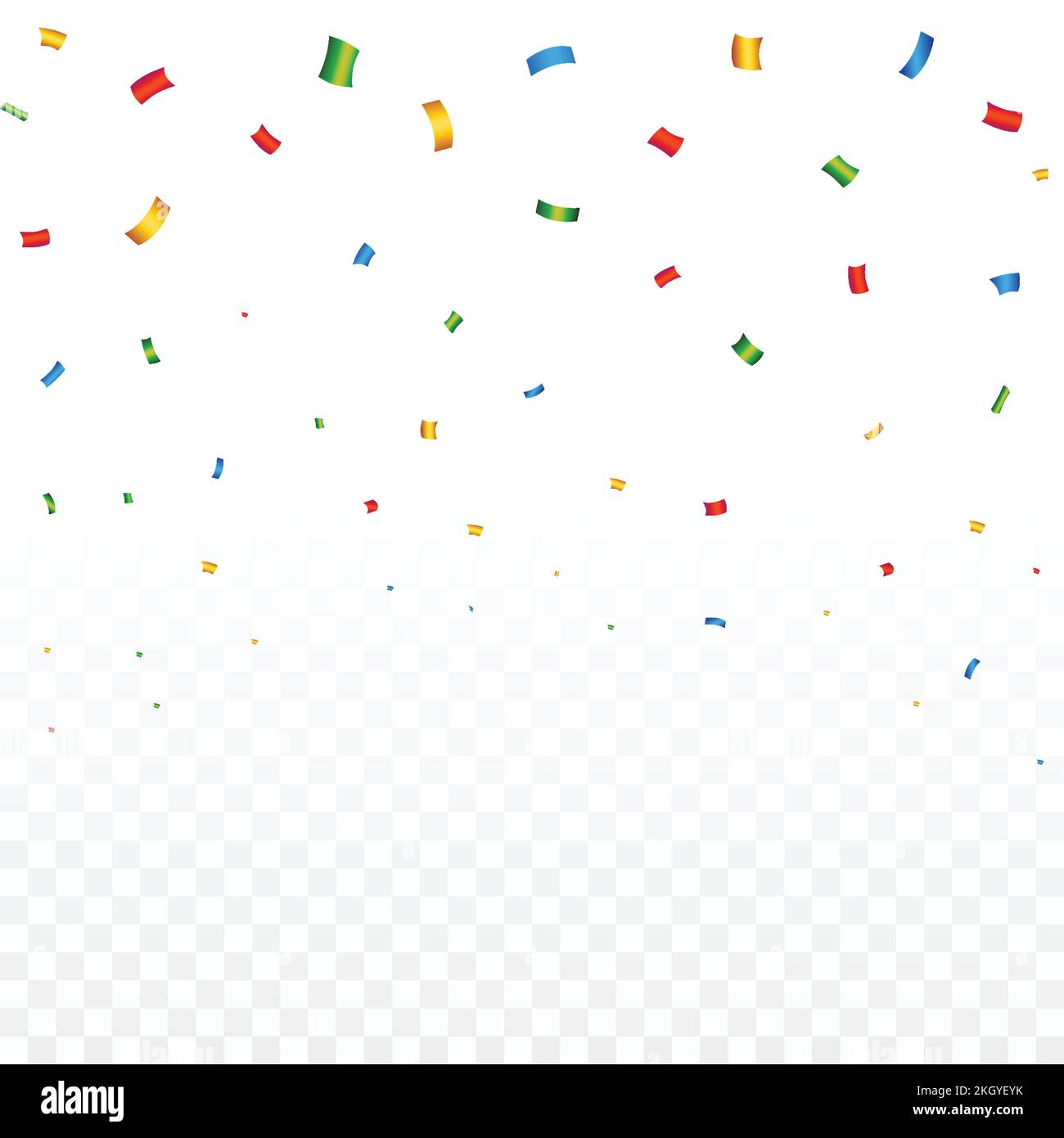 Illustrazione vettoriale di confetti per lo sfondo del festival. Semplice foglio di stagno confetti fondo di caduta. Semplici coriandoli rossi, verdi, dorati, blu su transpa Illustrazione Vettoriale