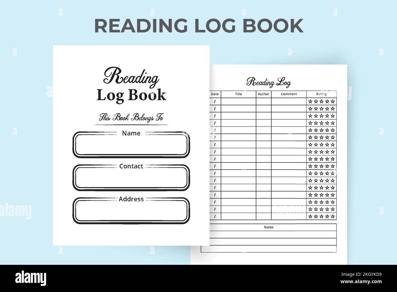 Notebook per la lettura degli interni KDP. Rivista di tracker per la revisione del libro per i lettori interni KDP. Libro lettura registro e lettore espressione tracker interno. KDP Illustrazione Vettoriale
