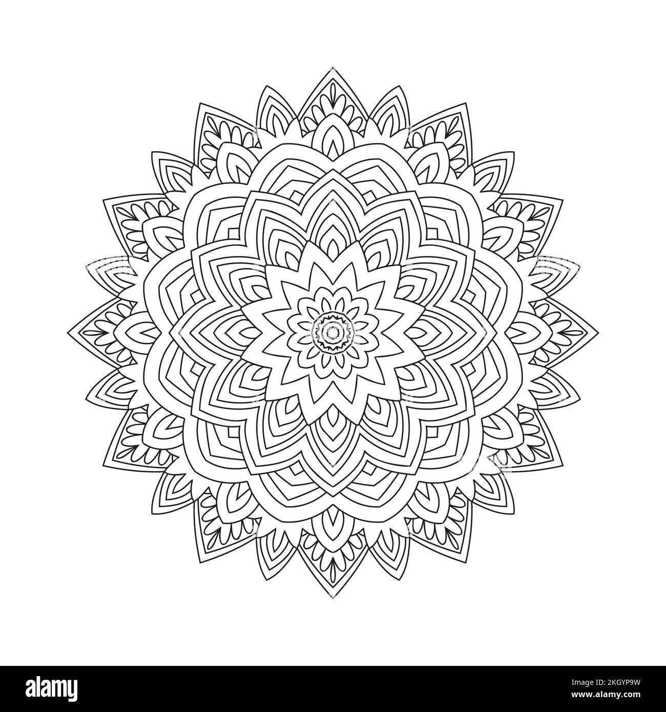 Modello di mandala indiano circolare. Mandala coloring page pattern vettore. Pagina da colorare per bambini. Decorazione e colorazione del vettore del motivo di pagina. Tradizionale in Illustrazione Vettoriale