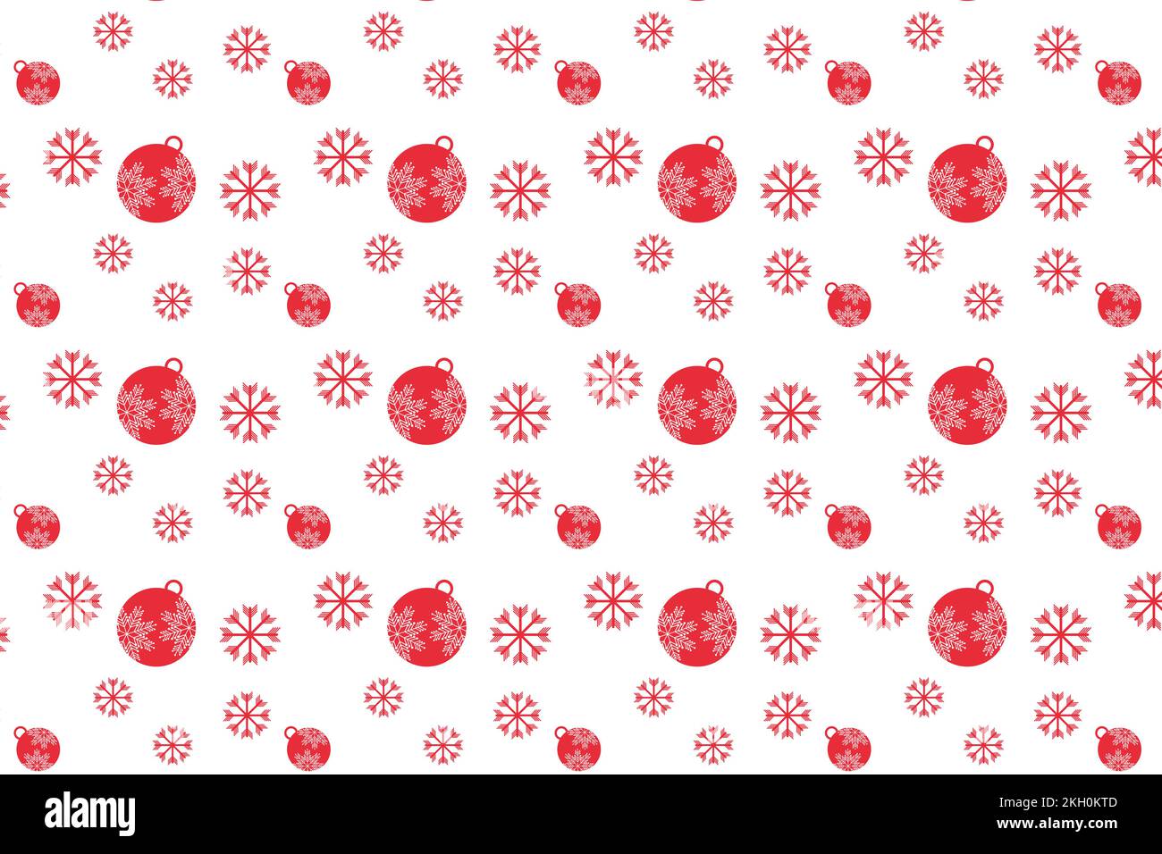 Natale semplice decorazione con fiocchi di neve e palle decorazione. Texture senza cuciture natalizie per copertine e sfondi di libri. Christma Illustrazione Vettoriale
