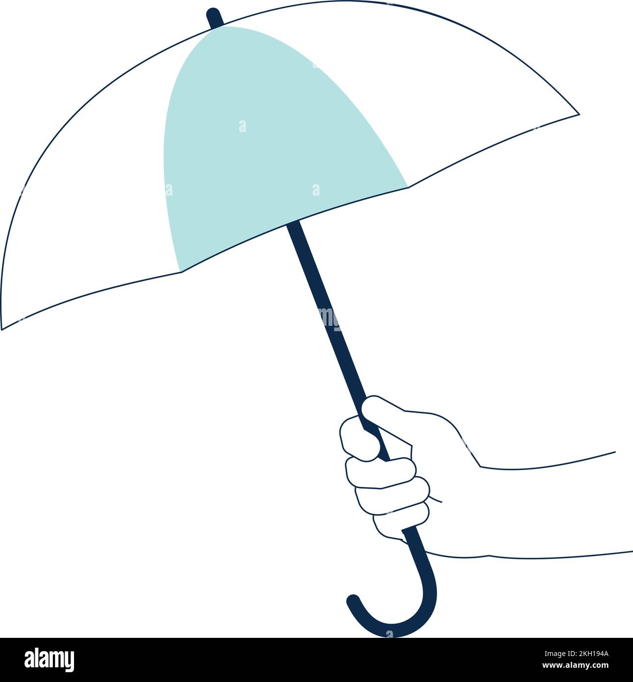 Ombrello per mano umana. Icona di protezione della guida Illustrazione Vettoriale