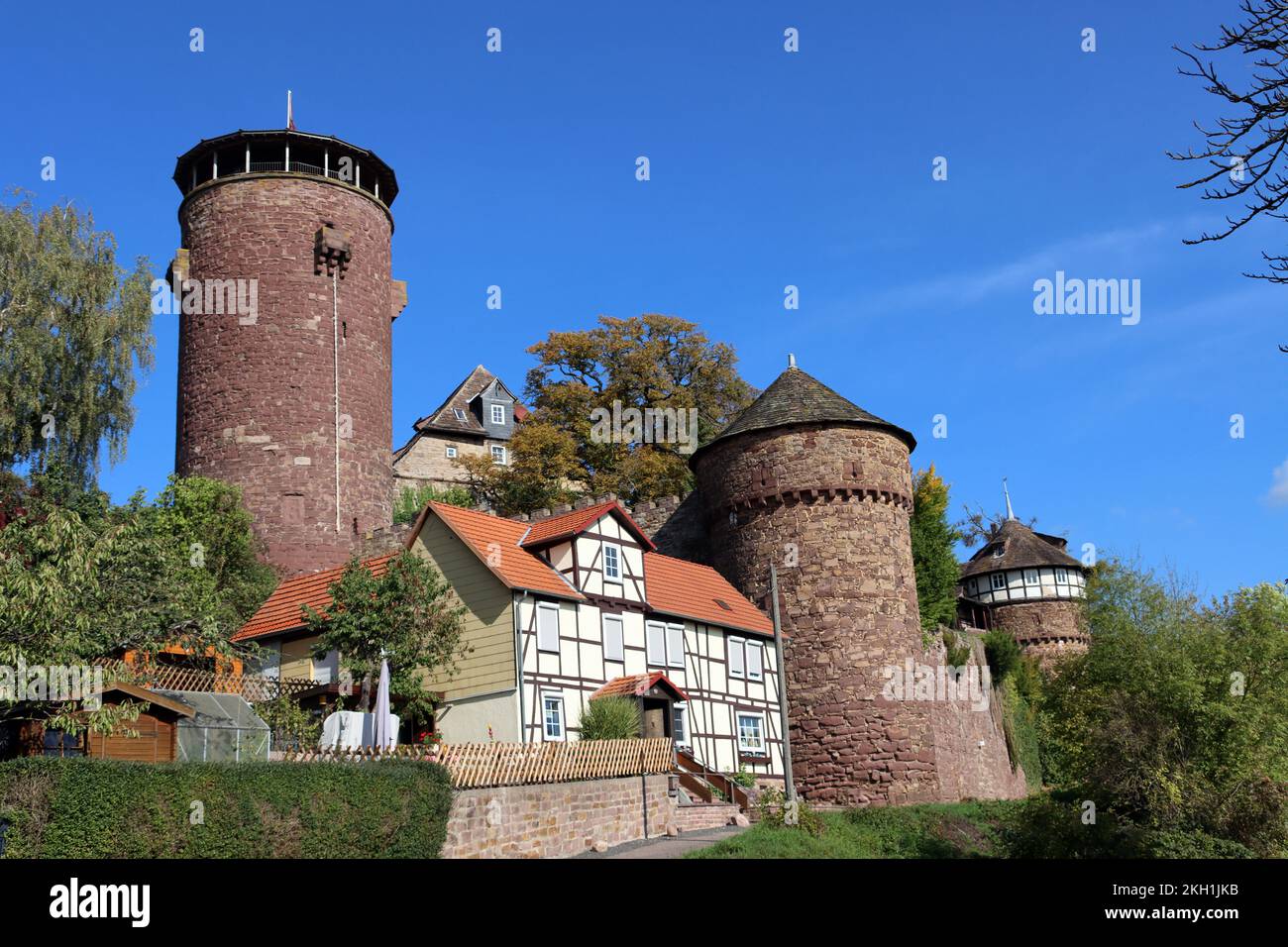 historische Trendelburg in der gleichnamigen Stadt, Hessen, Deutschland Foto Stock
