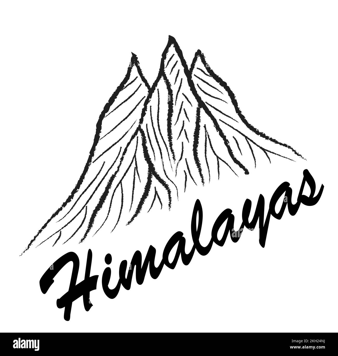 mount vettoriale illustrazione himalaya montagna logo, silhouette bianco e nero Illustrazione Vettoriale