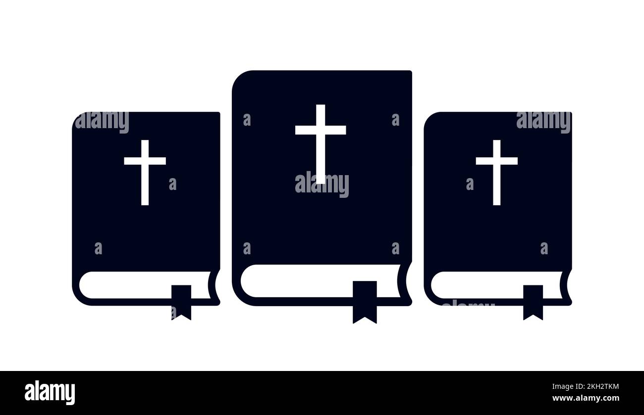 Simbolo biblico e pila di libri con icona a forma di croce vettoriale Illustrazione Vettoriale