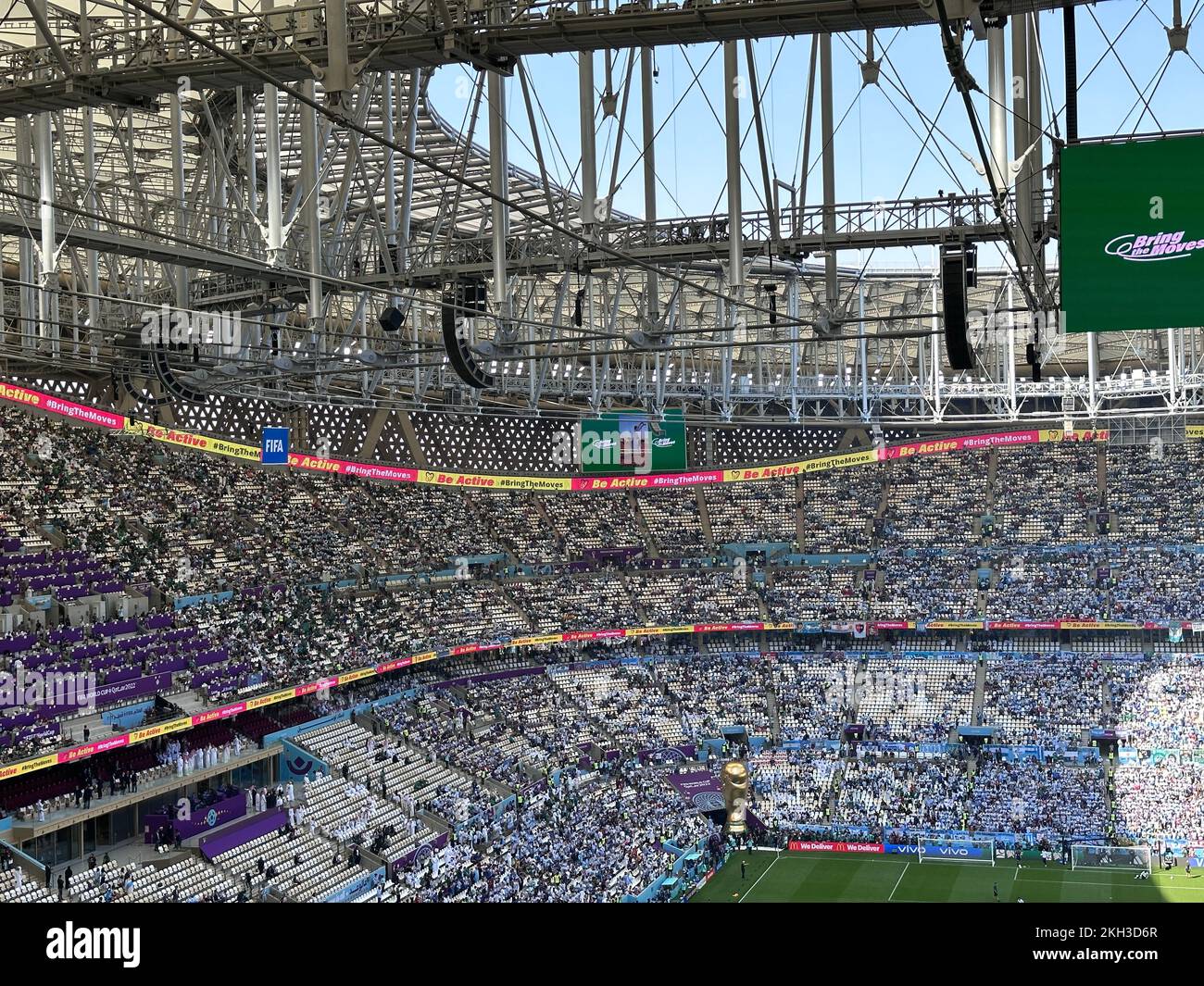 Stadio di Lusail Coppa del mondo FIFA Qatar Saadia Arabia vs partita argentina. Bellissimo stadio di Lusail, Qatar Foto Stock