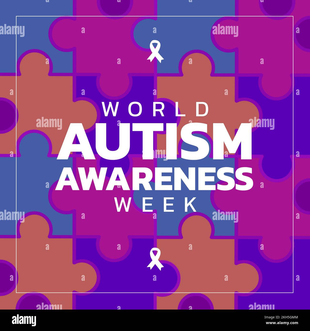 Composizione della settimana mondiale di consapevolezza autismo e pezzi di puzzle Foto Stock