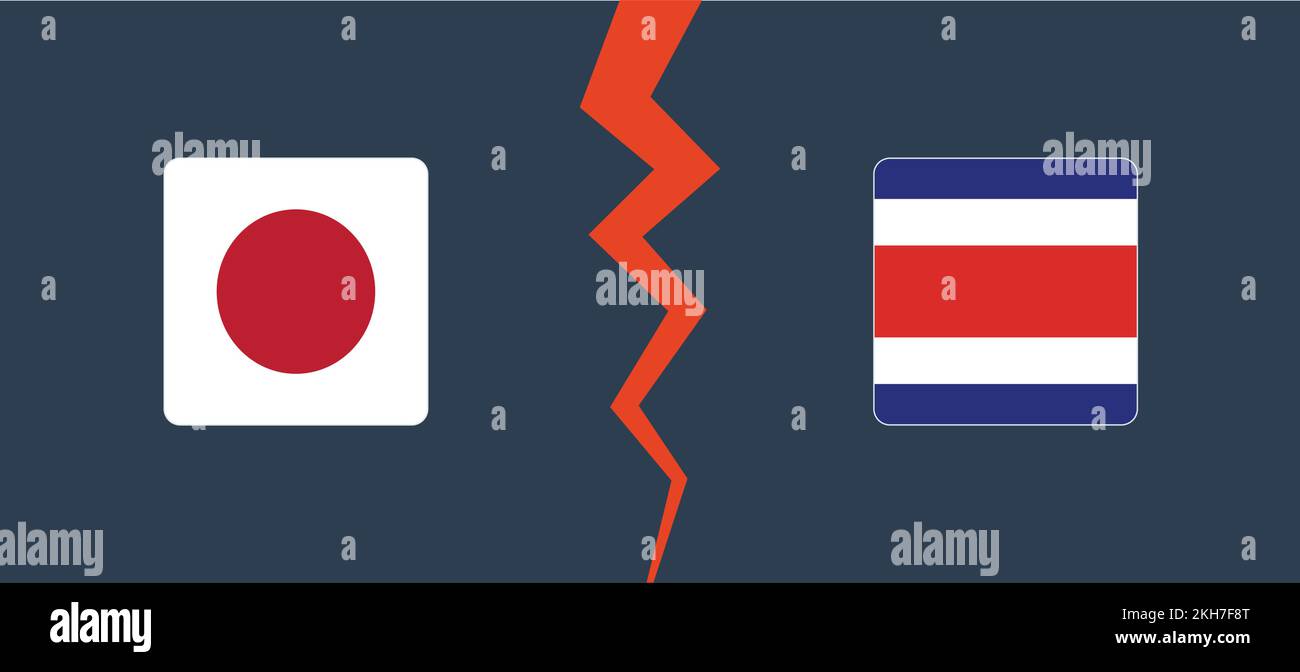 Giappone vs Costa Rica. Concetto di opposizione, concorrenza e divisione Illustrazione Vettoriale