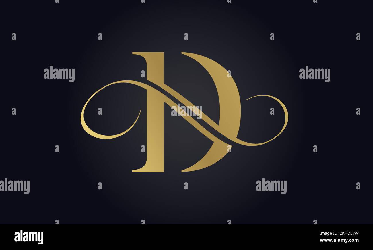 Modello con logo Luxury Letter D in colore oro. Logo lettera D di lusso iniziale. Design di un bellissimo logo per il marchio di un'azienda di lusso. Illustrazione Vettoriale