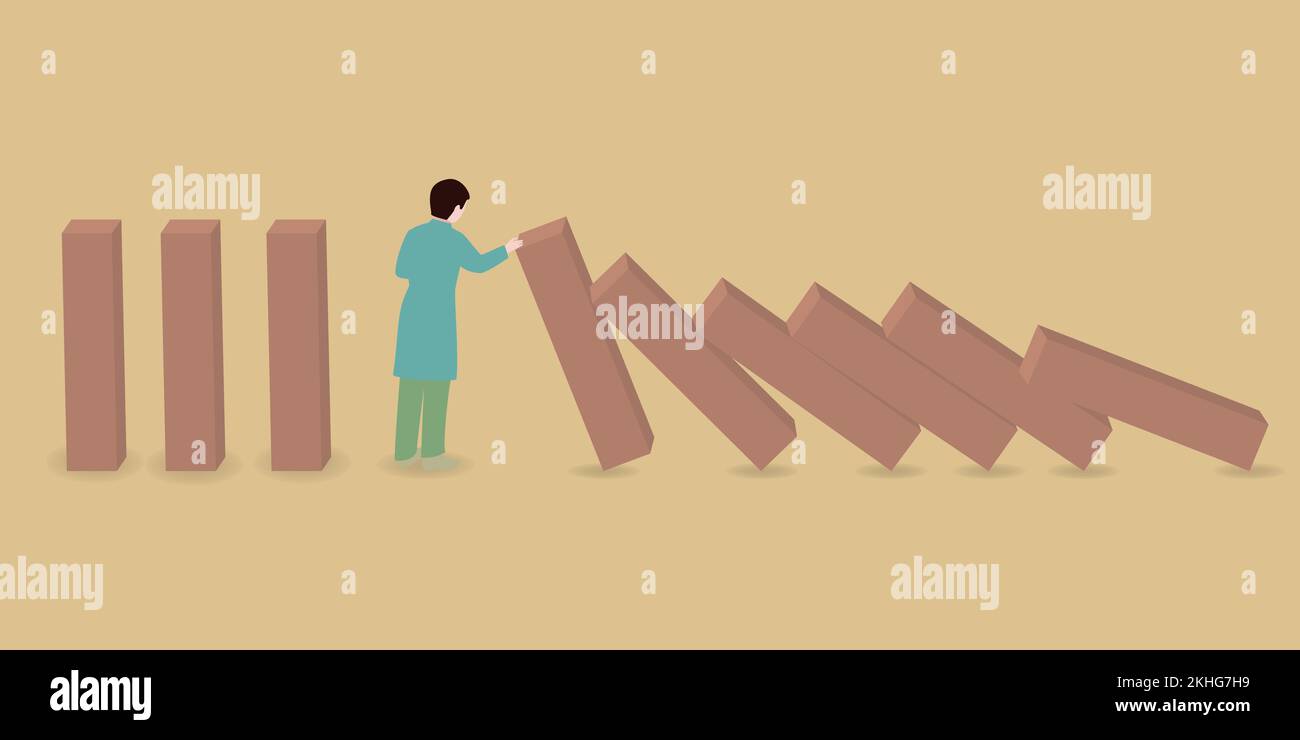 Uomo che tiene pezzi di tessere in legno Illustrazione Vettoriale