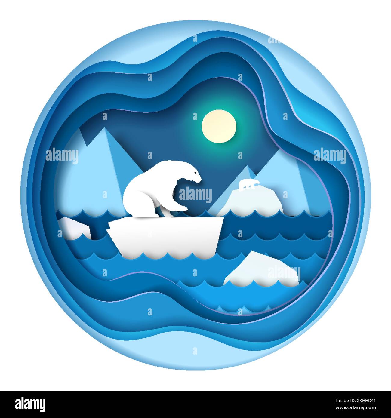 Orso settentrionale bianco su iceberg antartide vettore Illustrazione Vettoriale