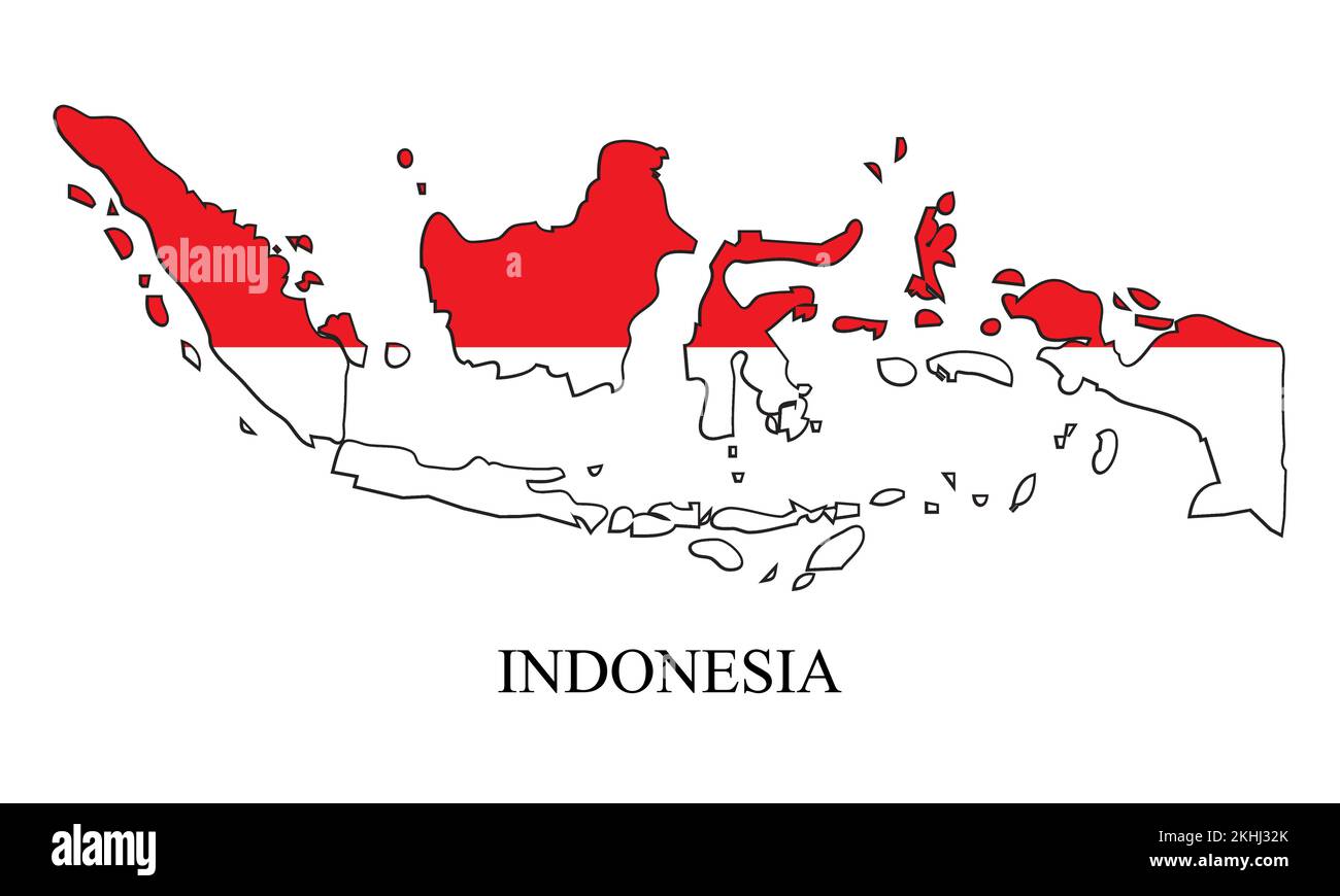 Illustrazione del vettore cartografico indonesiano. Economia globale. Paese famoso. Asia sudorientale Illustrazione Vettoriale